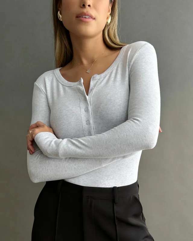 Henley Bodysuit // Feather sold by SOTE the Label