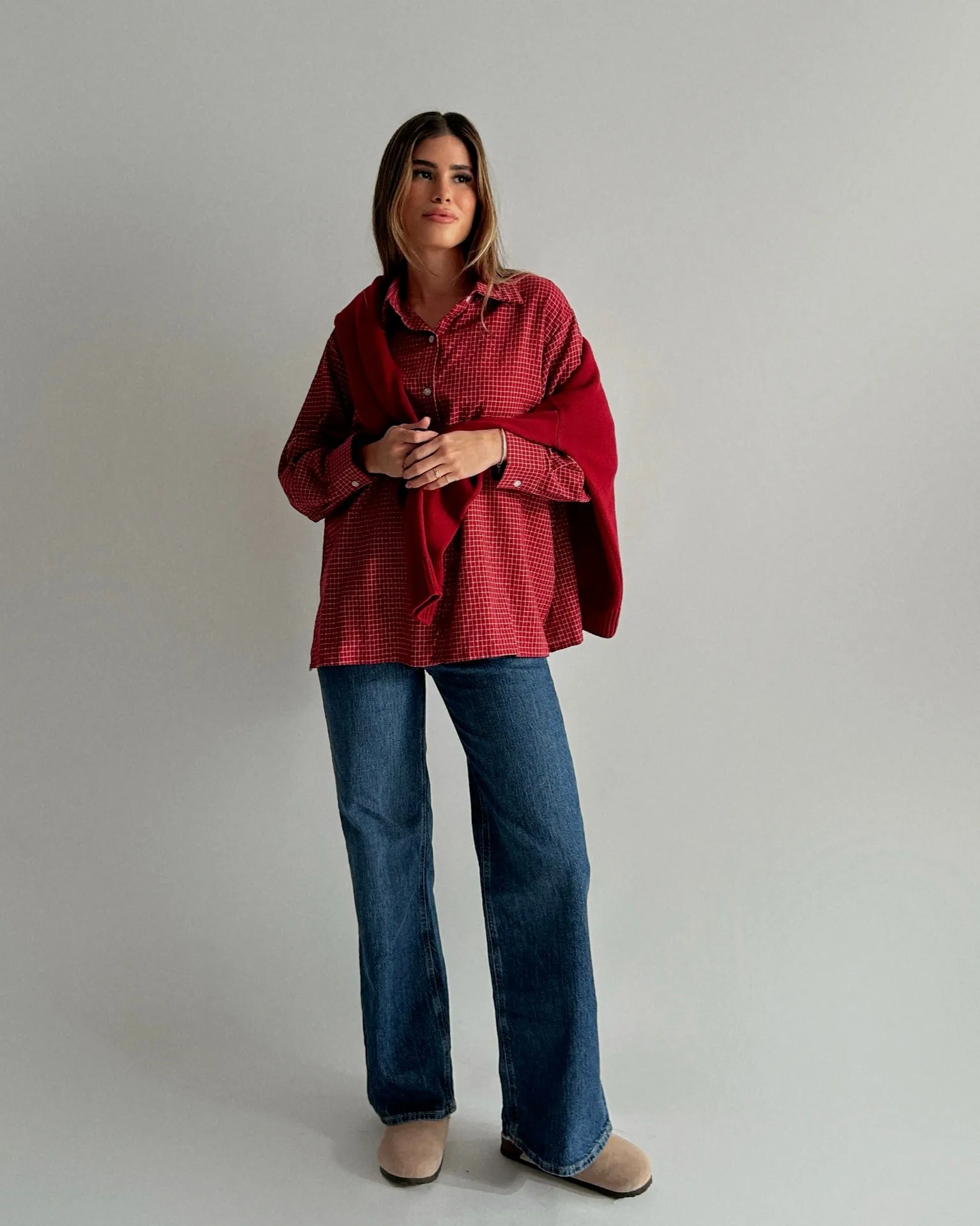 GRID SHIRT LS // POINSETTIA sold by SOTE the Label product image thumbnail 4