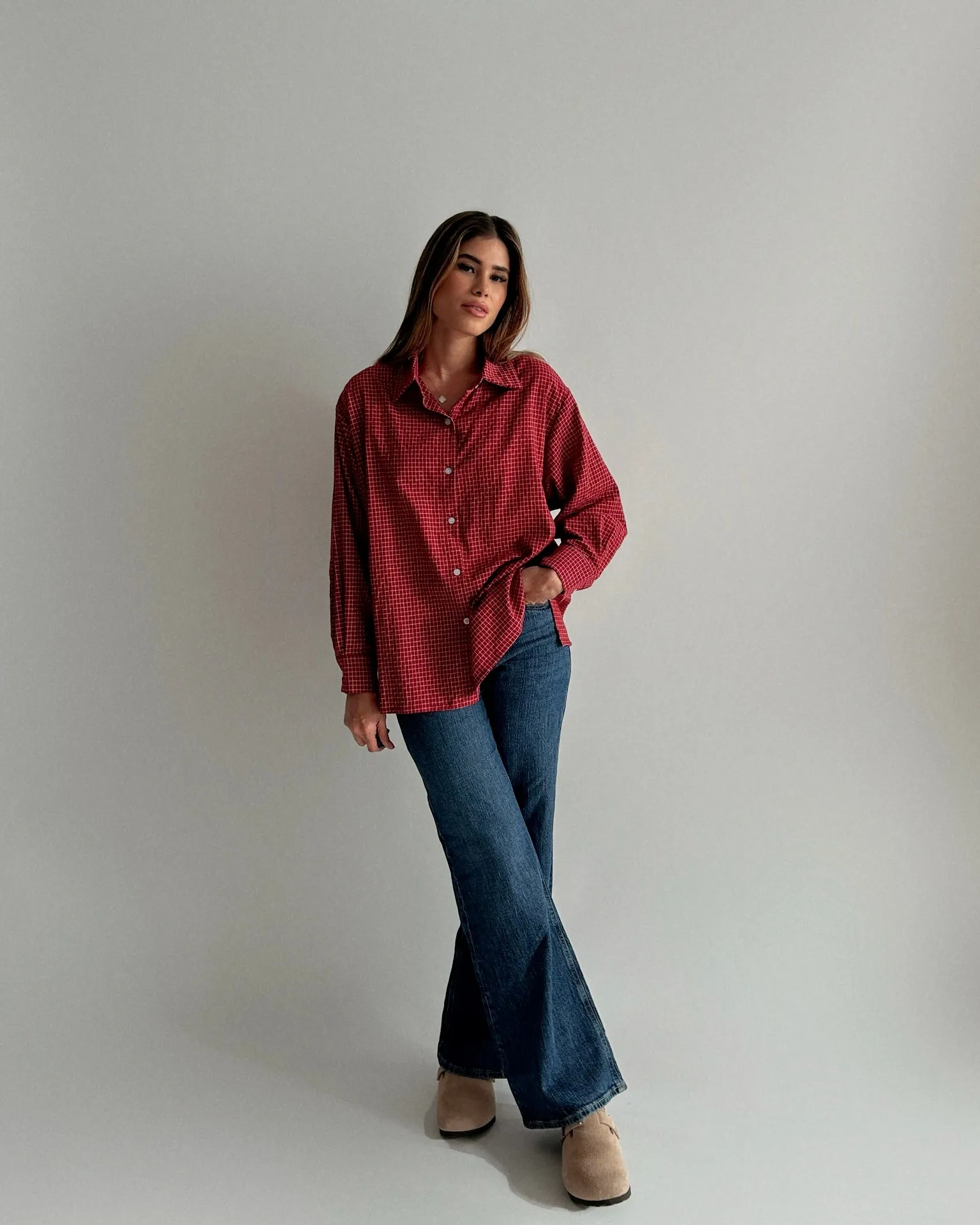 GRID SHIRT LS // POINSETTIA sold by SOTE the Label product image thumbnail 2