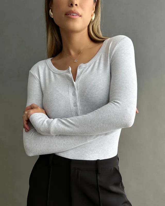 Henley Bodysuit // Feather sold by SOTE the Label