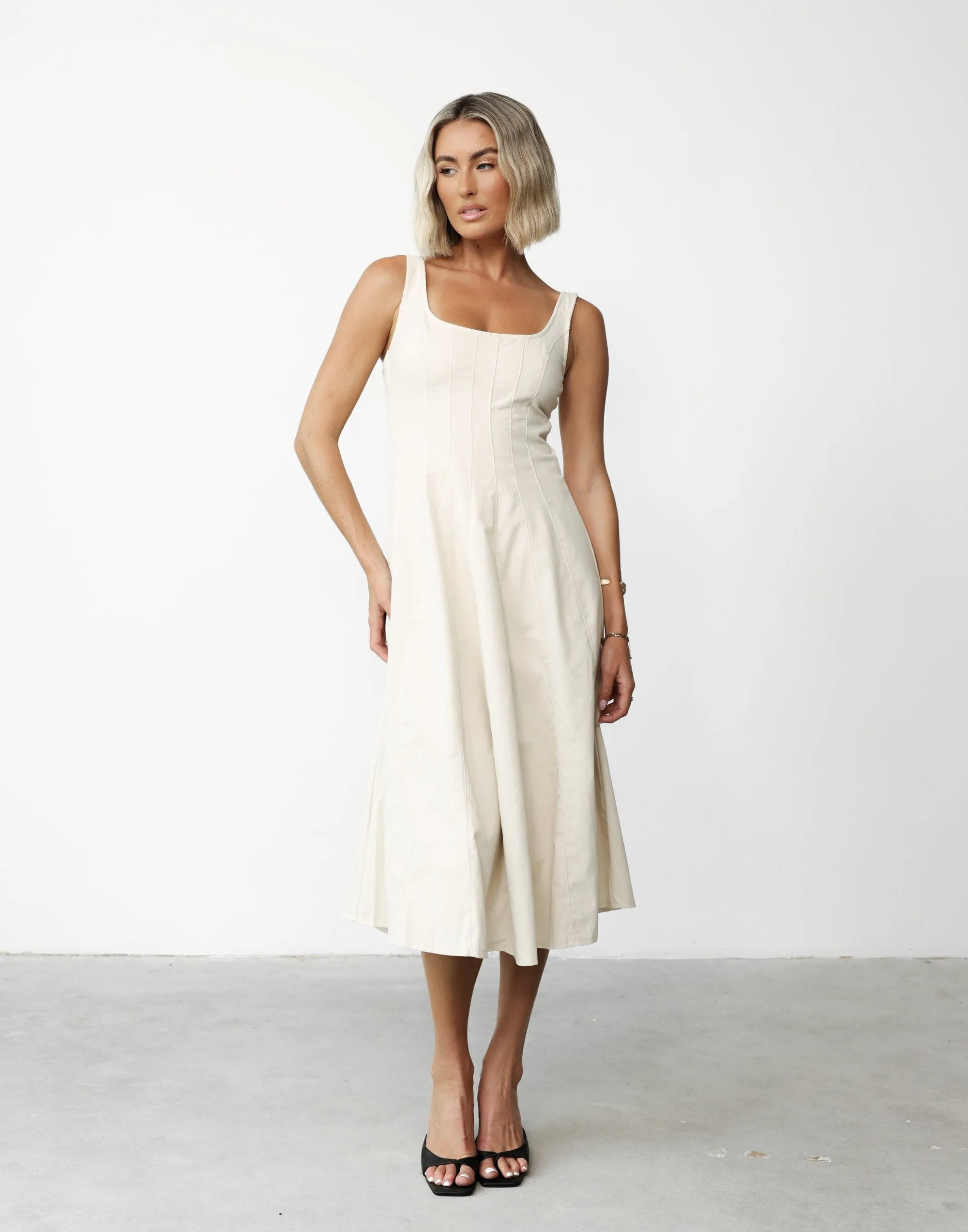 Kella Denim Maxi Dress (Beige) sold by Charcoal Clothing product image thumbnail 4
