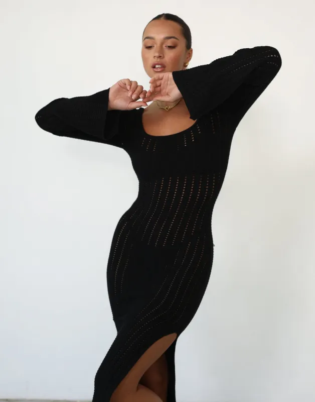 Tana Long Sleeve Maxi Dress (Black) sold by Charcoal Clothing