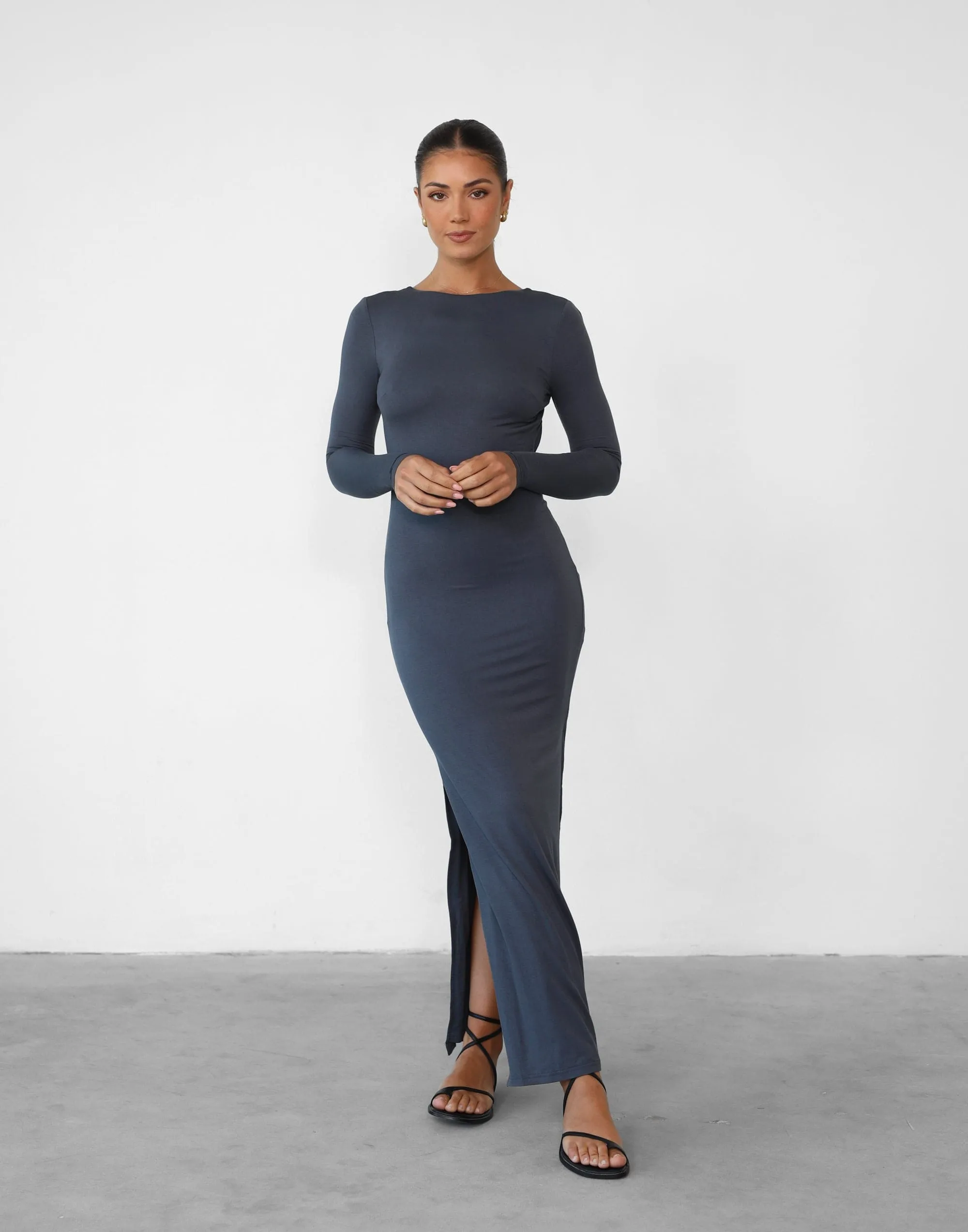 Luna Long Sleeve Maxi Dress (Slate) sold by Charcoal Clothing product image thumbnail 2