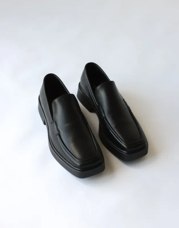 Ennzo Loafers (Black Smooth PU) - By Therapy sold by Charcoal Clothing