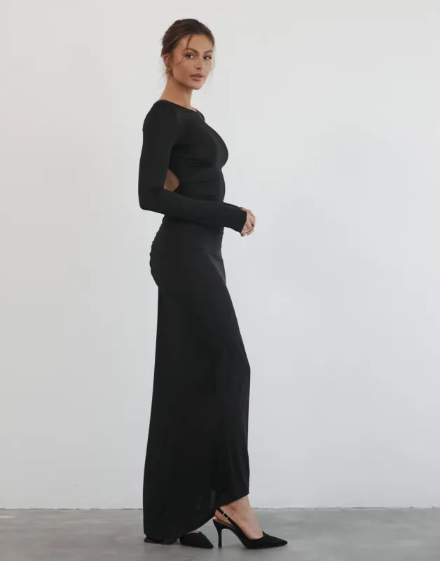 Leana Long Sleeve Maxi Dress (Black) sold by Charcoal Clothing