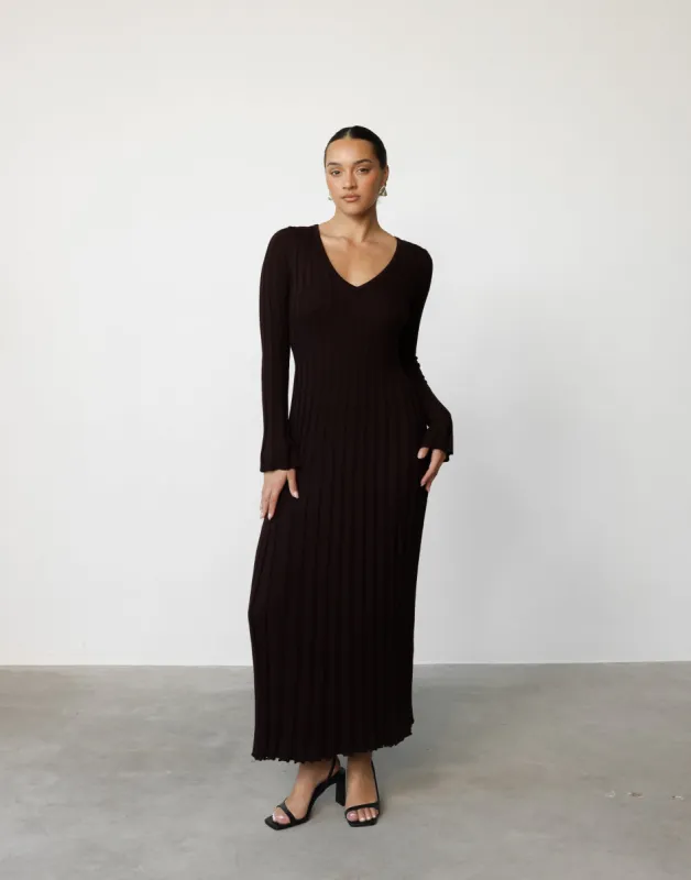 Yasmeen Maxi Dress (Chocolate) sold by Charcoal Clothing