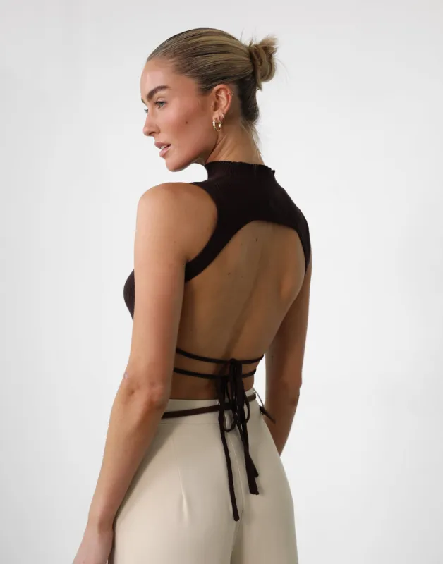 Zamora Knit Crop Top (Chocolate) sold by Charcoal Clothing