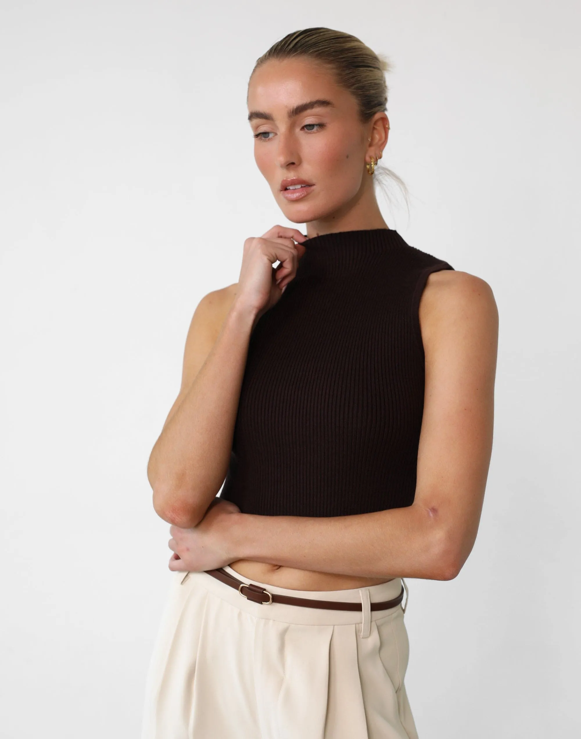 Zamora Knit Crop Top (Chocolate) sold by Charcoal Clothing product image thumbnail 4