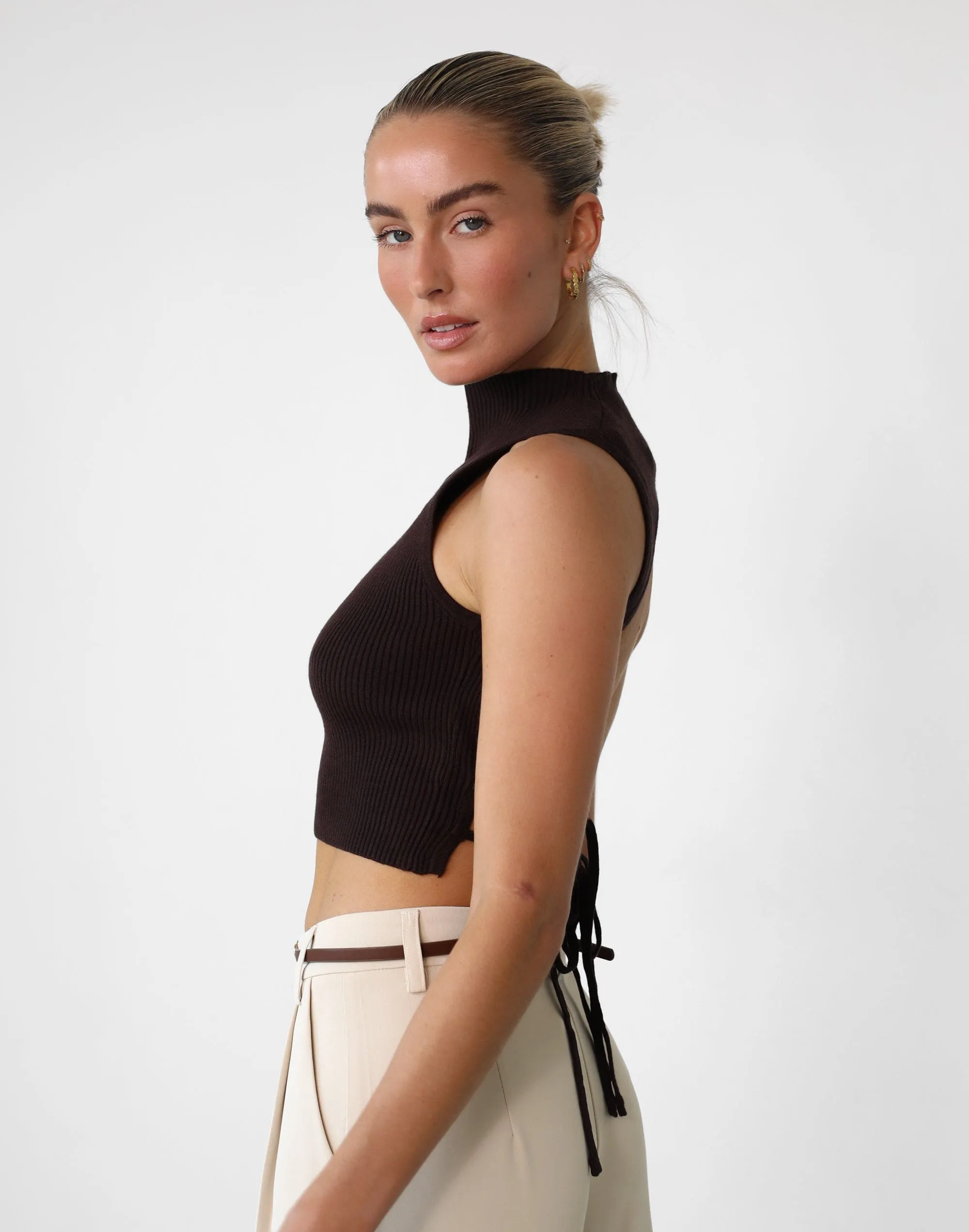 Zamora Knit Crop Top (Chocolate) sold by Charcoal Clothing product image thumbnail 5