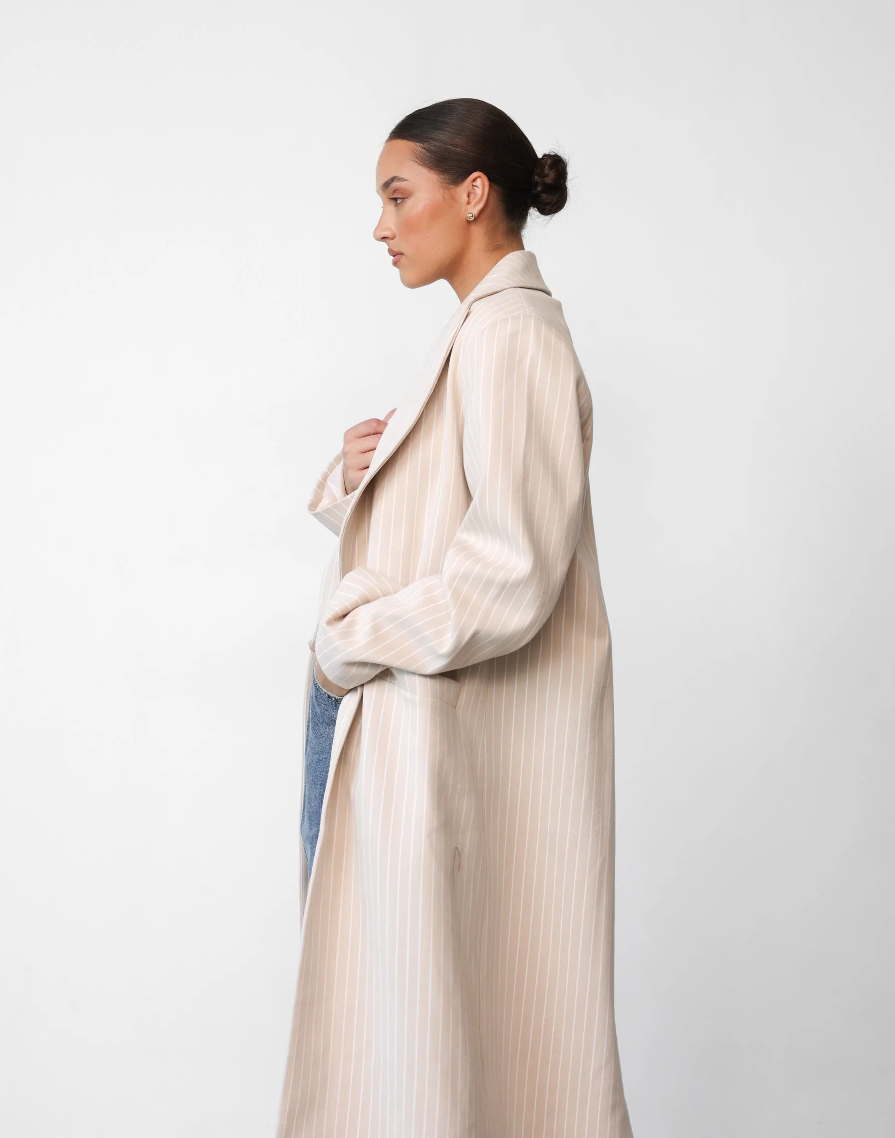 Olsen Coat (Beige Pinstripe) - By Lioness sold by Charcoal Clothing product image thumbnail 2