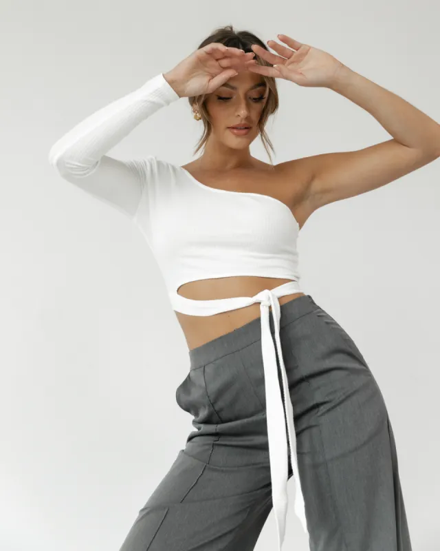 Samaya One Shoulder Top (White) sold by Charcoal Clothing