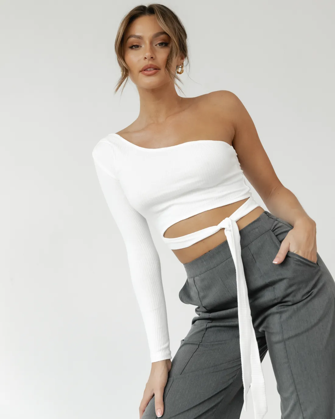 Samaya One Shoulder Top (White) sold by Charcoal Clothing product image thumbnail 5