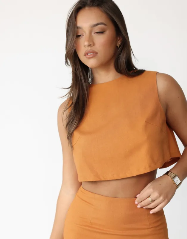 Como Linen Top (Tangerine) sold by Charcoal Clothing