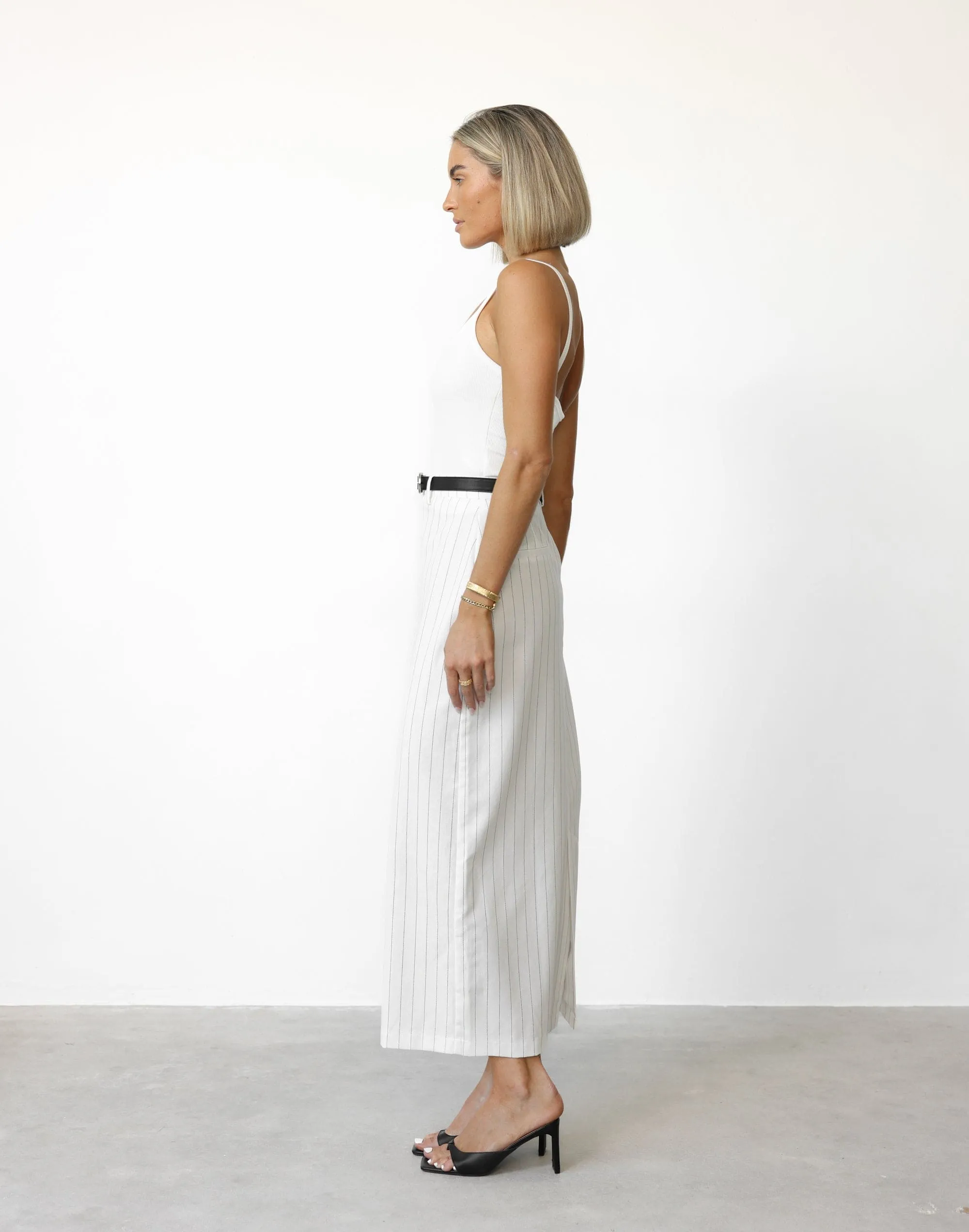 Charlie Maxi Skirt (White Pinstripe) sold by Charcoal Clothing product image thumbnail 4