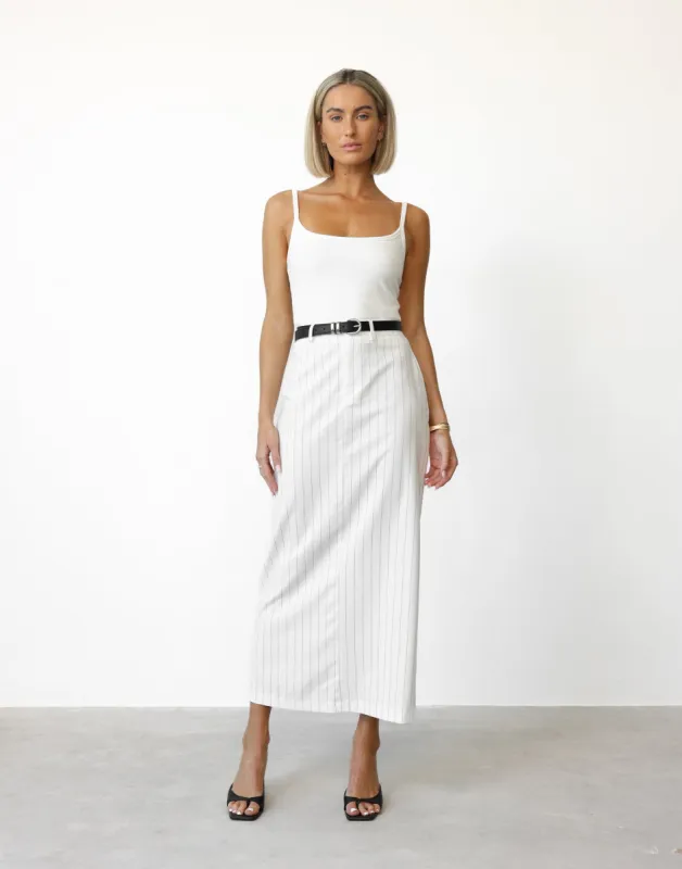 Charlie Maxi Skirt (White Pinstripe) sold by Charcoal Clothing
