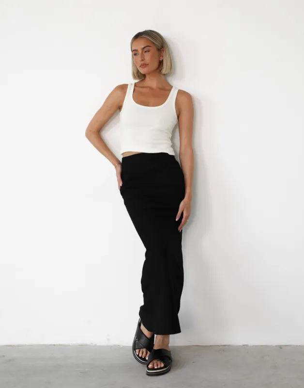 Cleo Linen Maxi Skirt (Black) sold by Charcoal Clothing