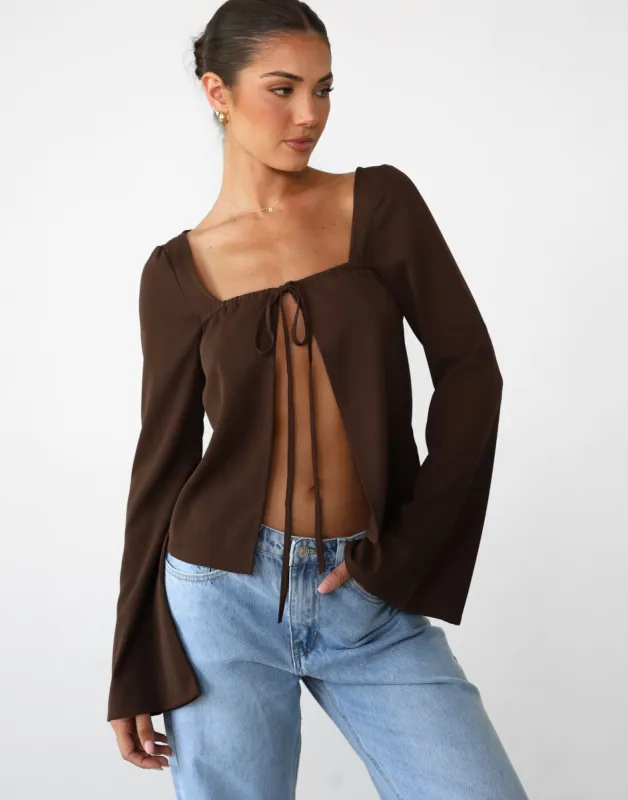 Aria Long Sleeve Top (Cocoa) sold by Charcoal Clothing