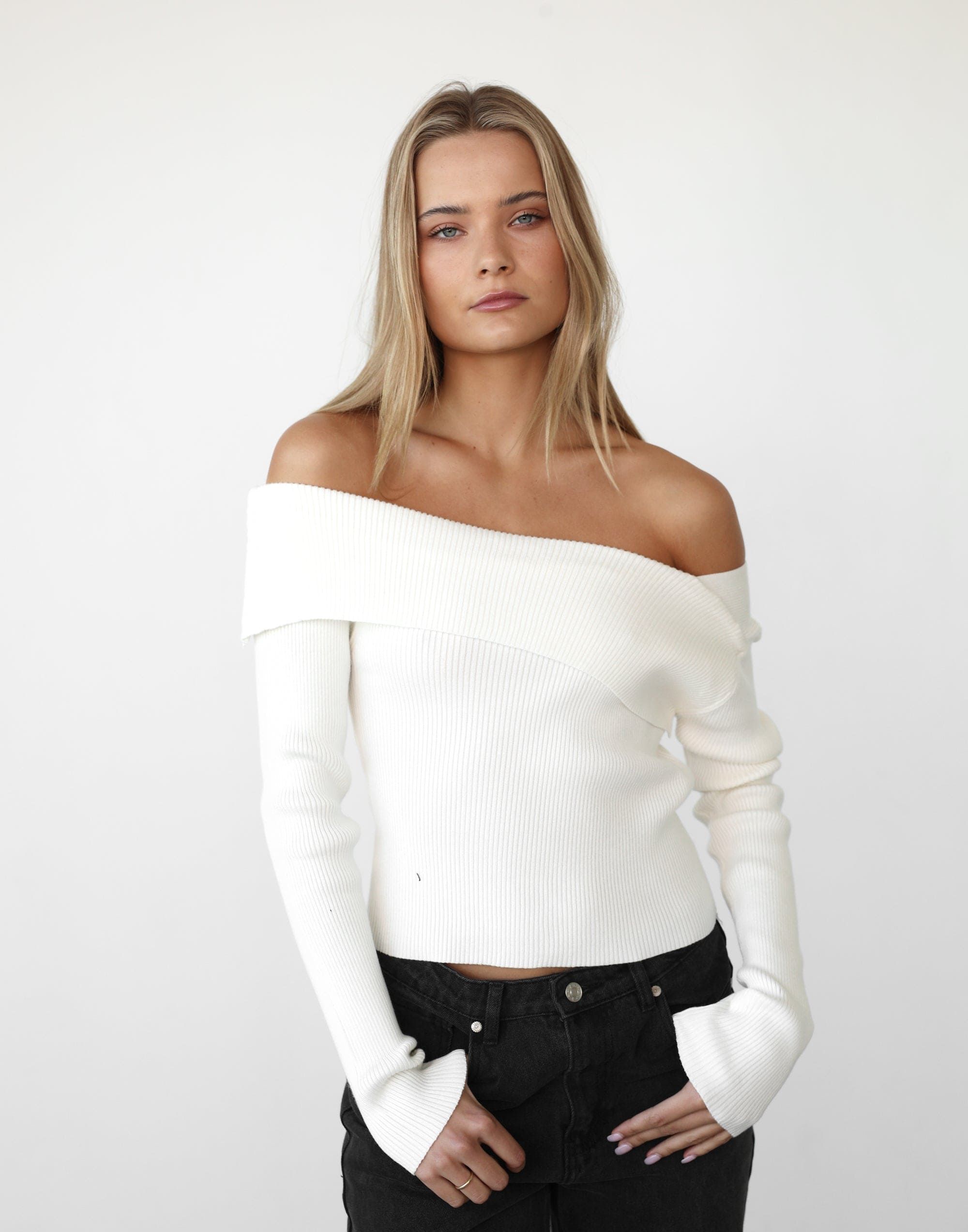 Aries Long Sleeve Knit Top (White) sold by Charcoal Clothing product image thumbnail 3