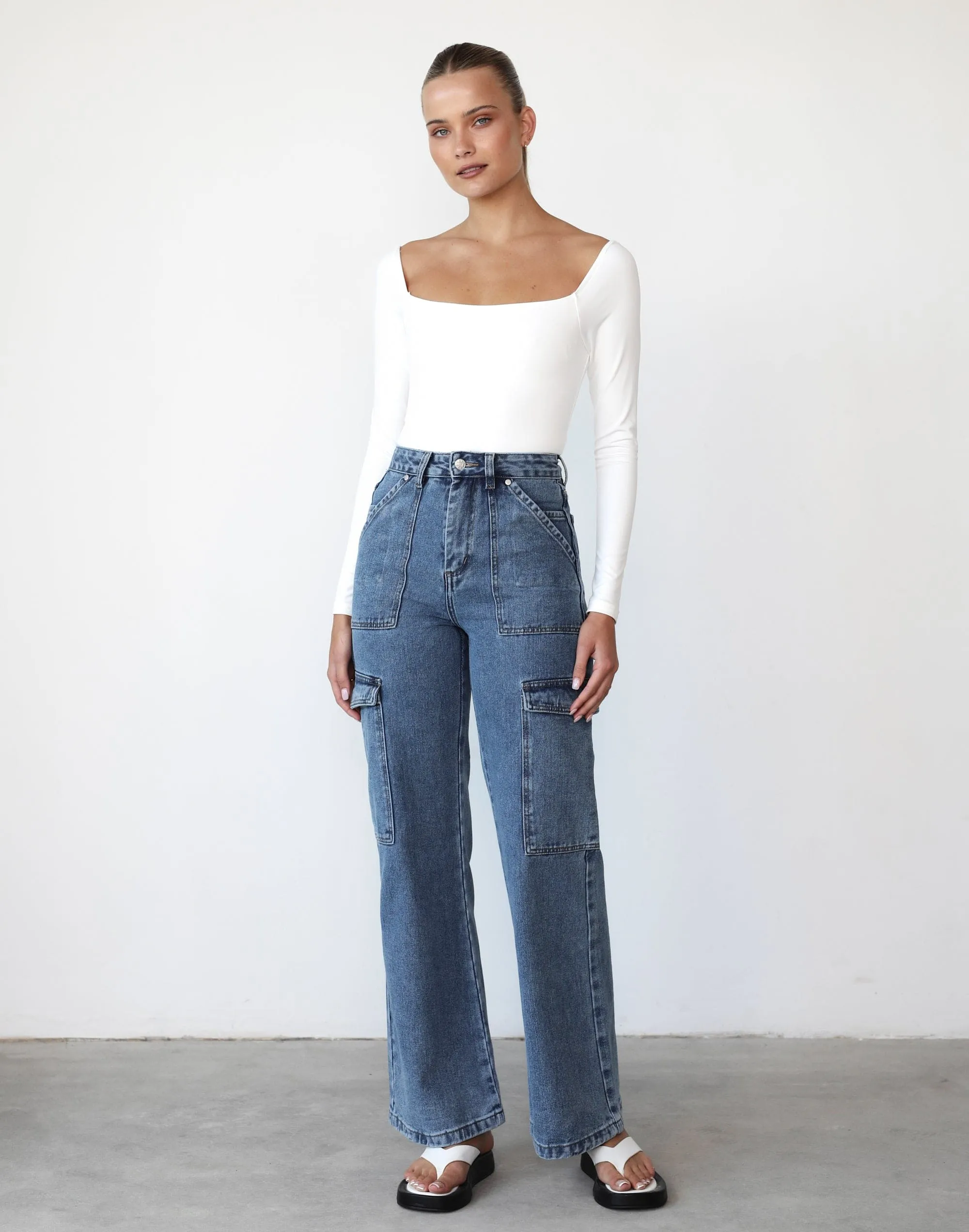 Monae Long Sleeve Bodysuit (White) sold by Charcoal Clothing product image thumbnail 3