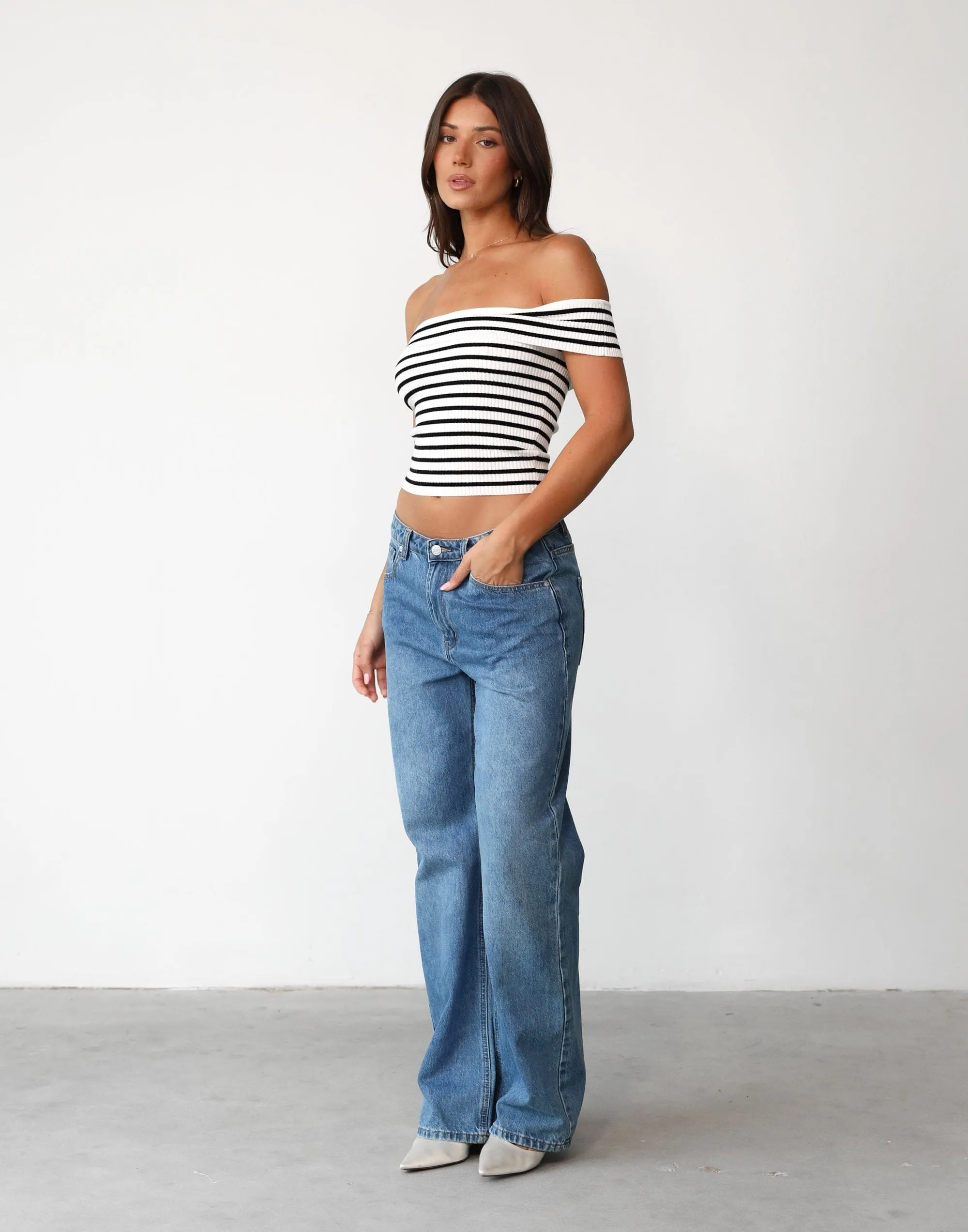 Elena Top (White/Black Stripe) sold by Charcoal Clothing product image thumbnail 3