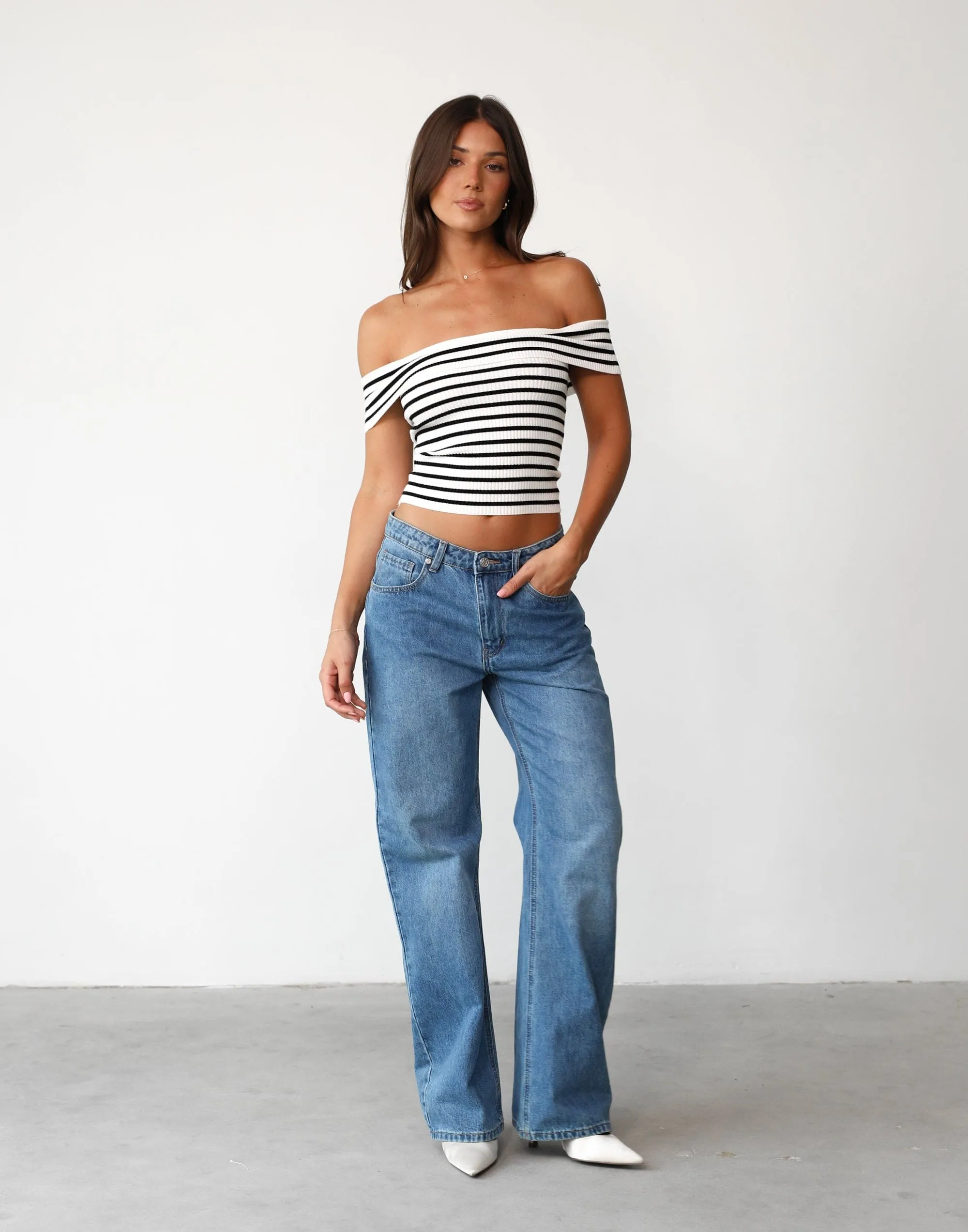 Elena Top (White/Black Stripe) sold by Charcoal Clothing product image thumbnail 2