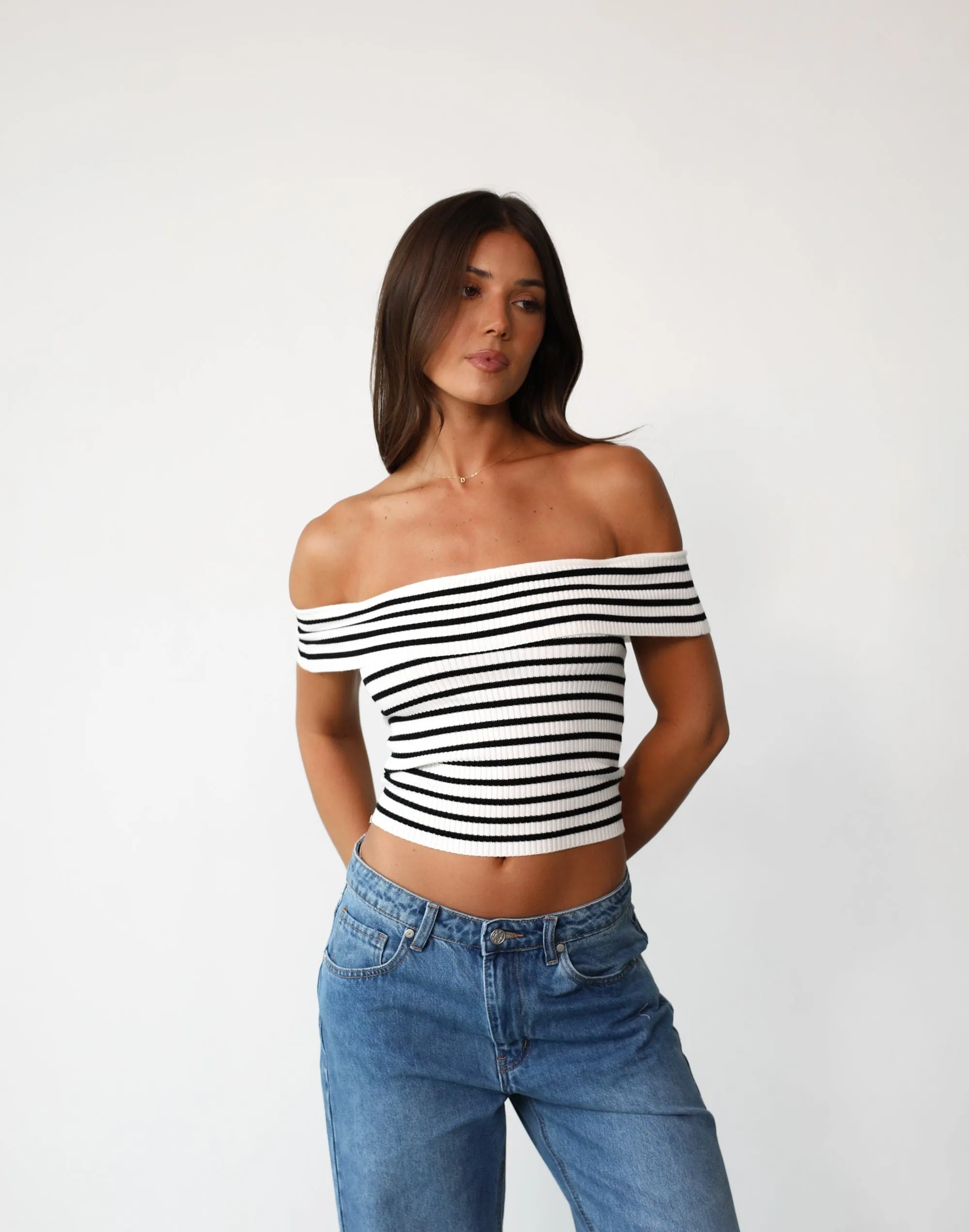 Elena Top (White/Black Stripe) sold by Charcoal Clothing product image thumbnail 5