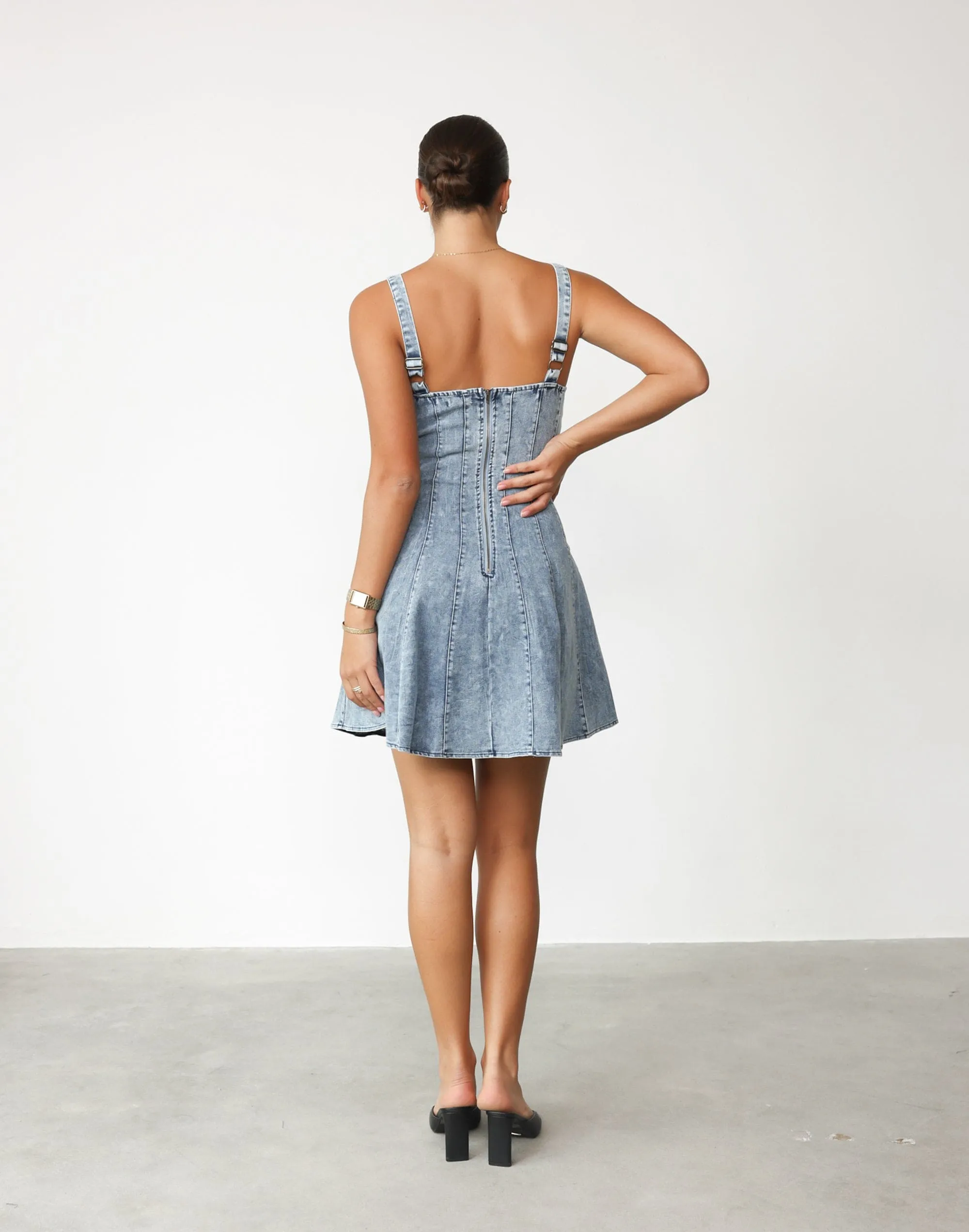 Kella Denim Mini Dress (Light Denim) sold by Charcoal Clothing product image thumbnail 4