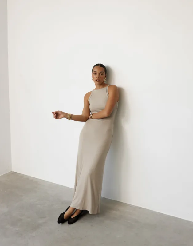 Maizie Maxi Dress (Latte) sold by Charcoal Clothing