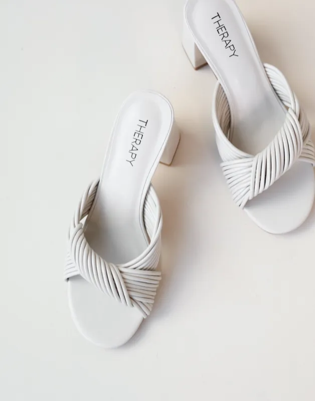 Kaylee Heels (Bone Smooth PU) - By Therapy sold by Charcoal Clothing