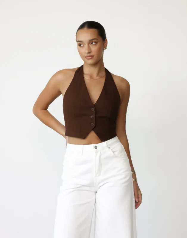 Kristen Halter Top (Chocolate) sold by Charcoal Clothing