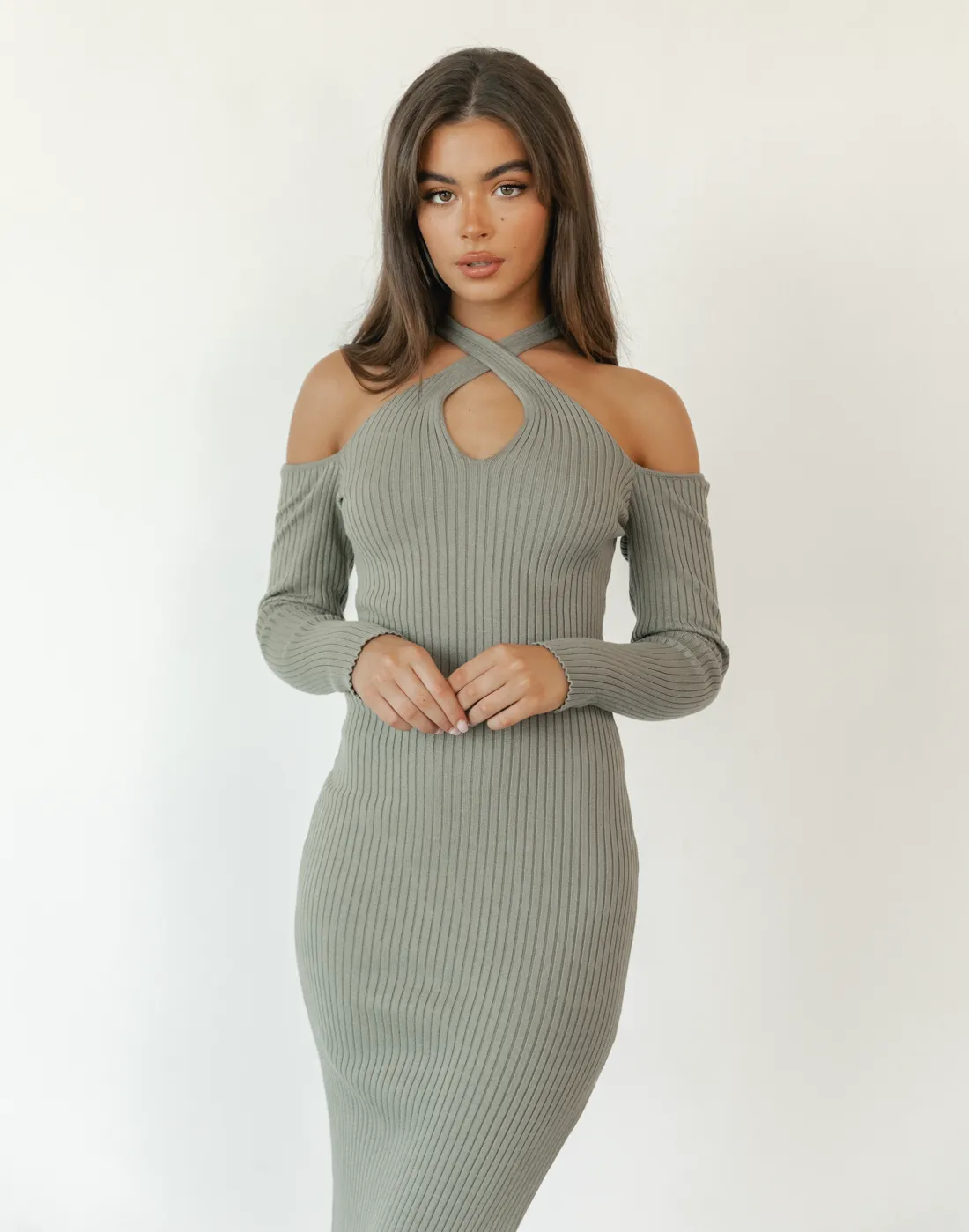 Arielle Midi Dress (Khaki) sold by Charcoal Clothing product image thumbnail 2