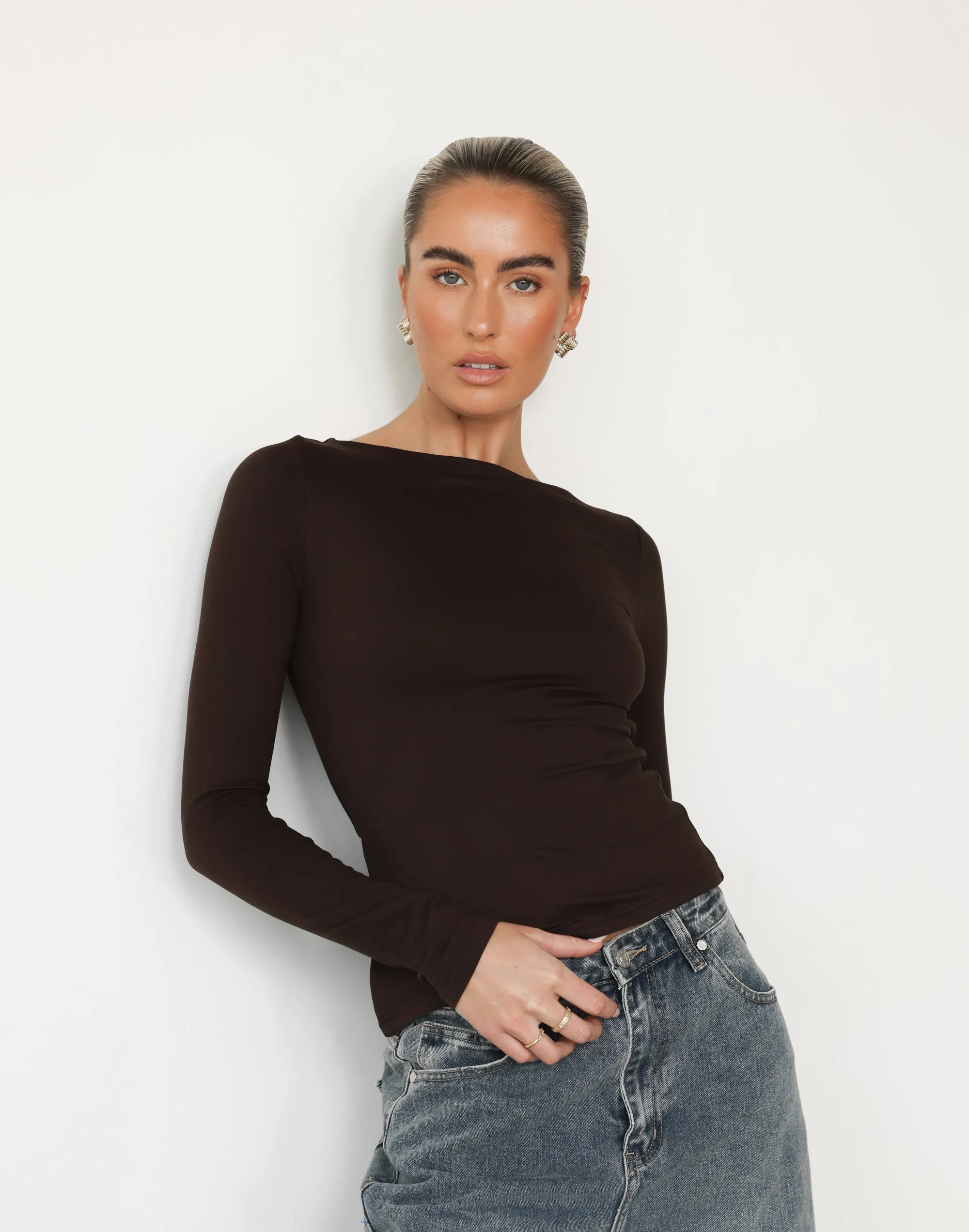 Amanda Long Sleeve Top (Chocolate) sold by Charcoal Clothing product image thumbnail 3
