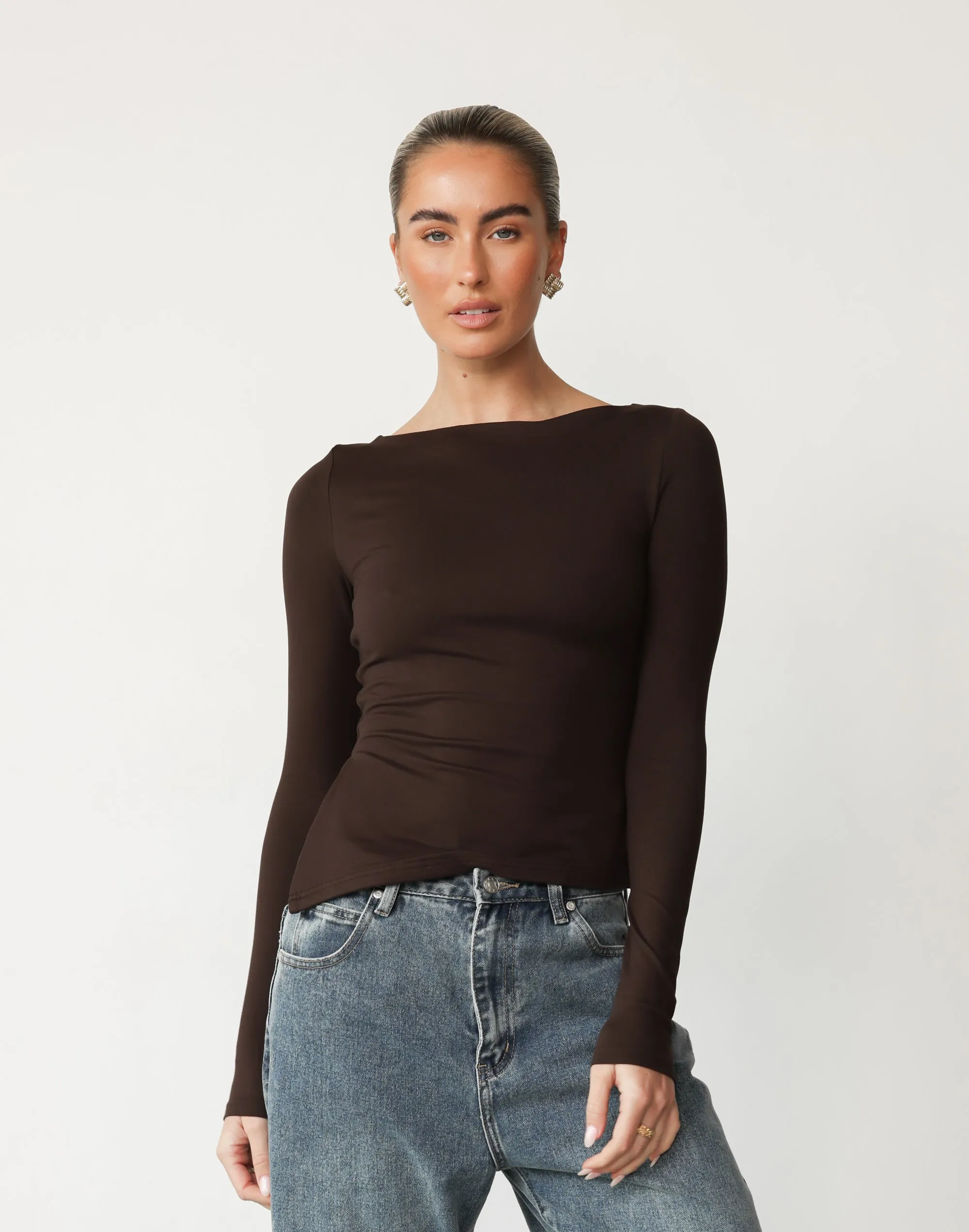 Amanda Long Sleeve Top (Chocolate) sold by Charcoal Clothing
