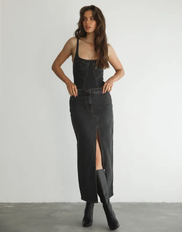 Barbie Split Midi (Charcoal) - By Lioness sold by Charcoal Clothing