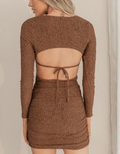 Drey Mini Dress (Brown) sold by Charcoal Clothing