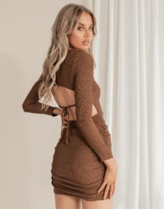 Drey Mini Dress (Brown) sold by Charcoal Clothing