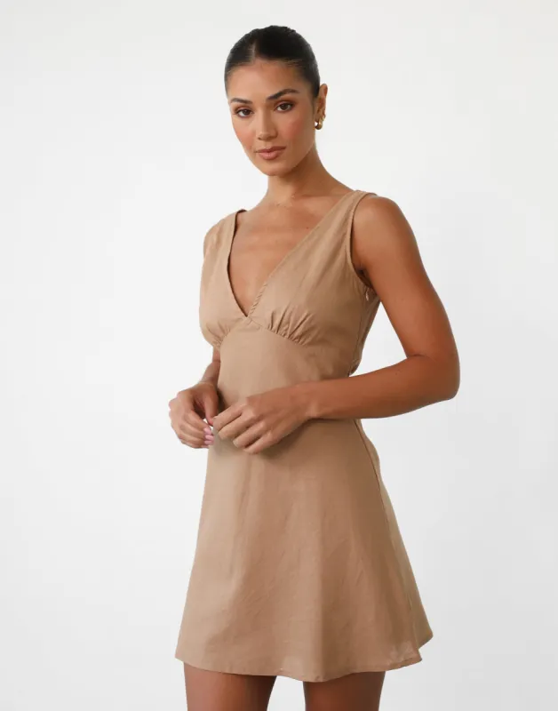 Daydream Mini Dress (Camel) sold by Charcoal Clothing