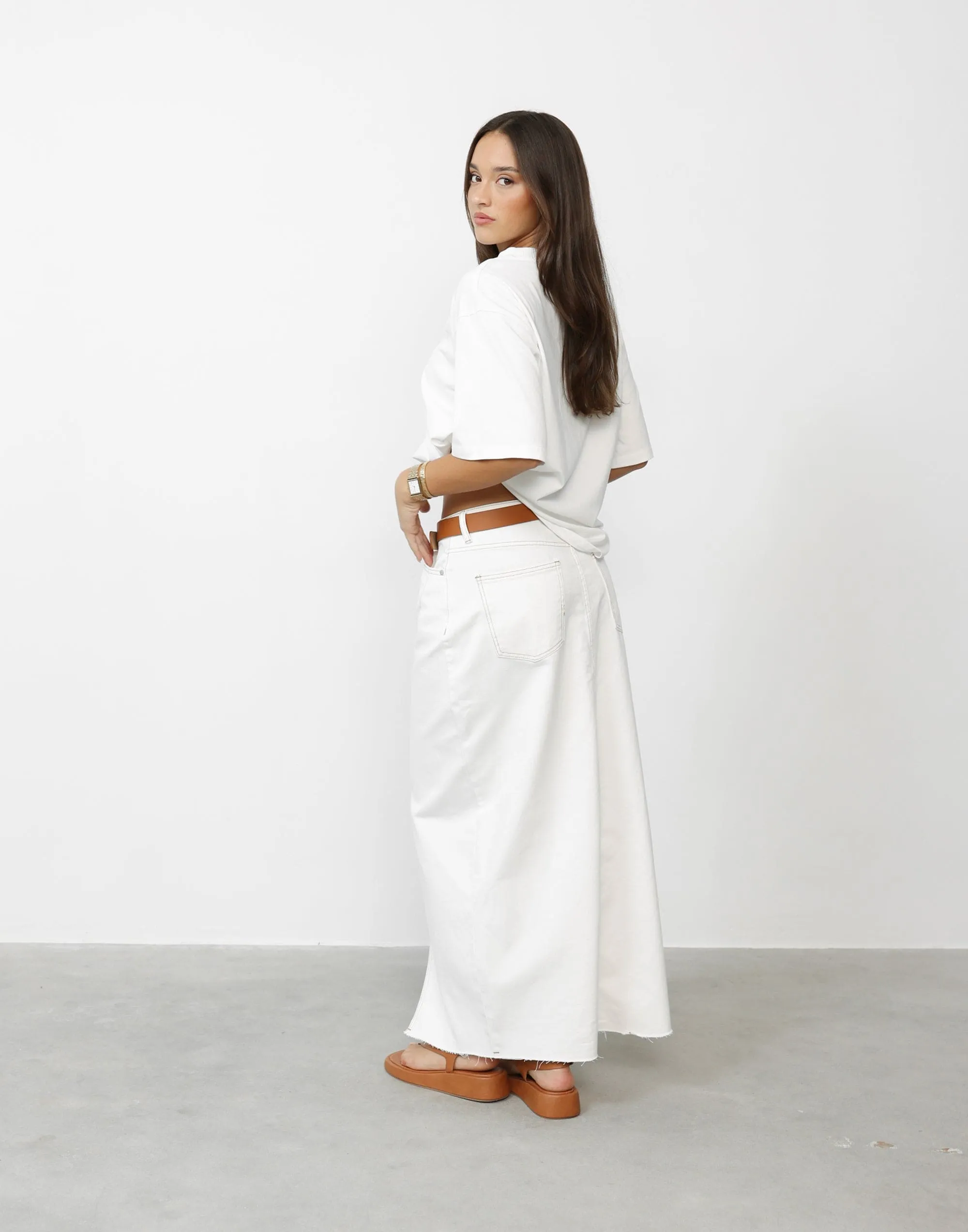 Drew Denim Midi Skirt (Off White) sold by Charcoal Clothing product image thumbnail 4