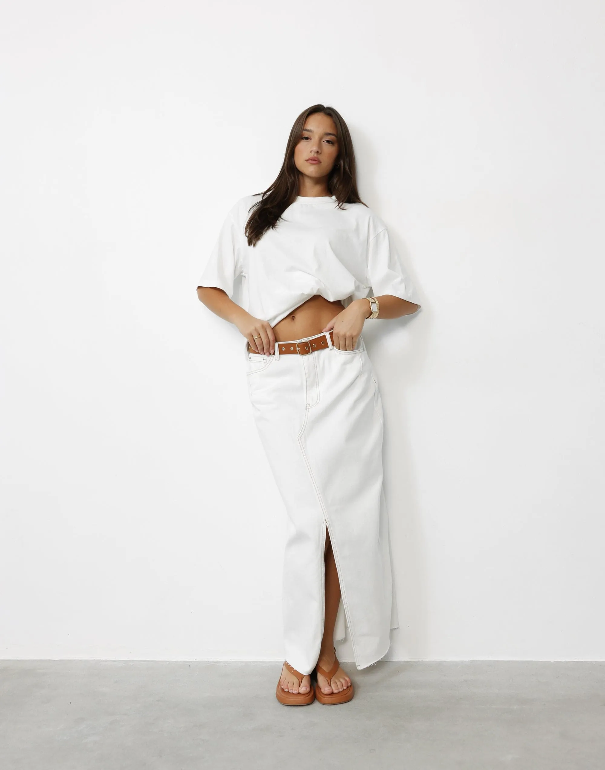 Drew Denim Midi Skirt (Off White) sold by Charcoal Clothing product image thumbnail 2