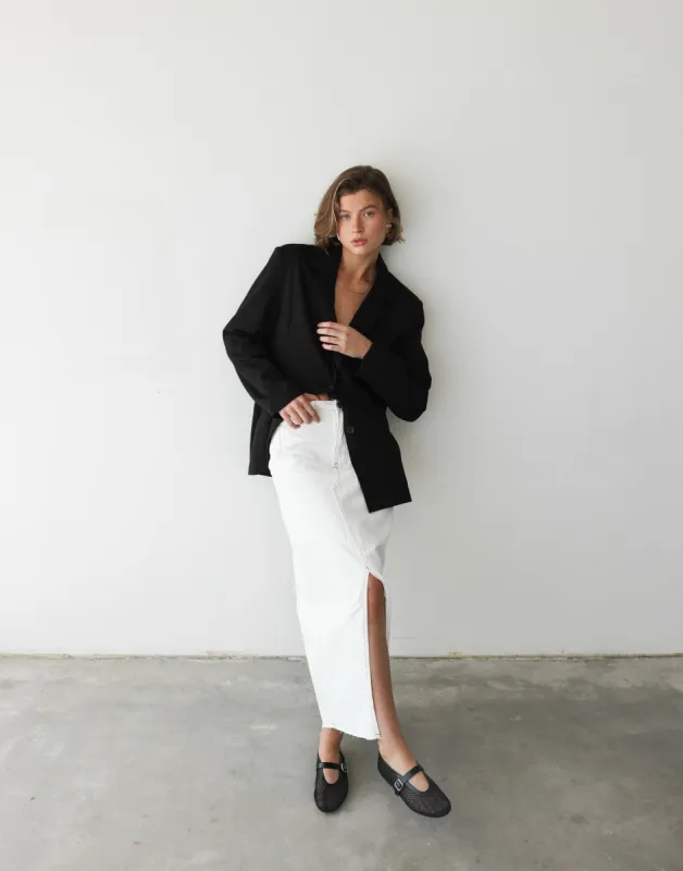 Drew Denim Midi Skirt (Off White) sold by Charcoal Clothing