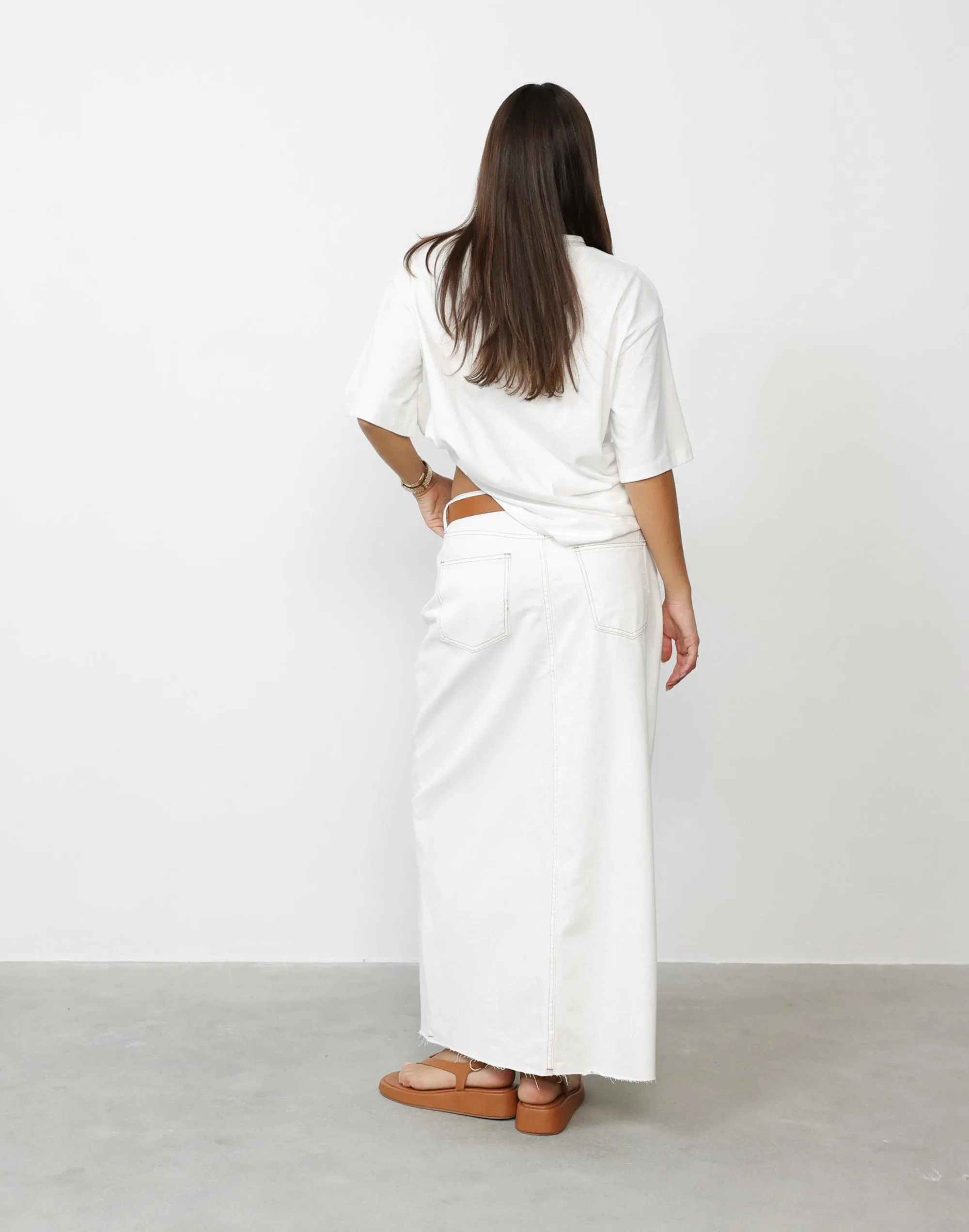 Drew Denim Midi Skirt (Off White) sold by Charcoal Clothing product image thumbnail 5