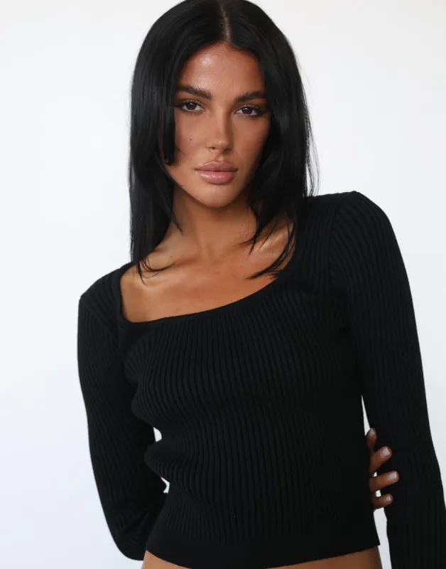 Esmie Long Sleeve Top (Black) sold by Charcoal Clothing