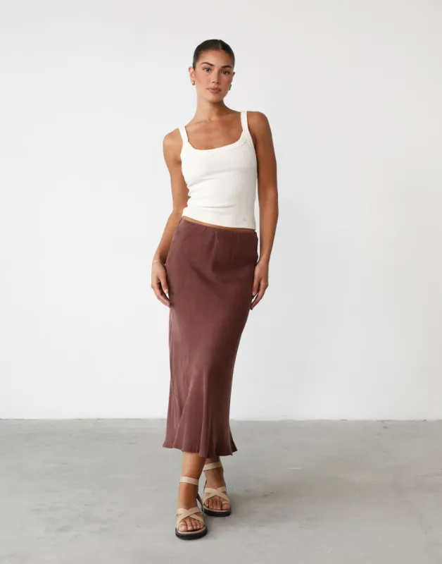 Mimi Midi Skirt (Chestnut) sold by Charcoal Clothing