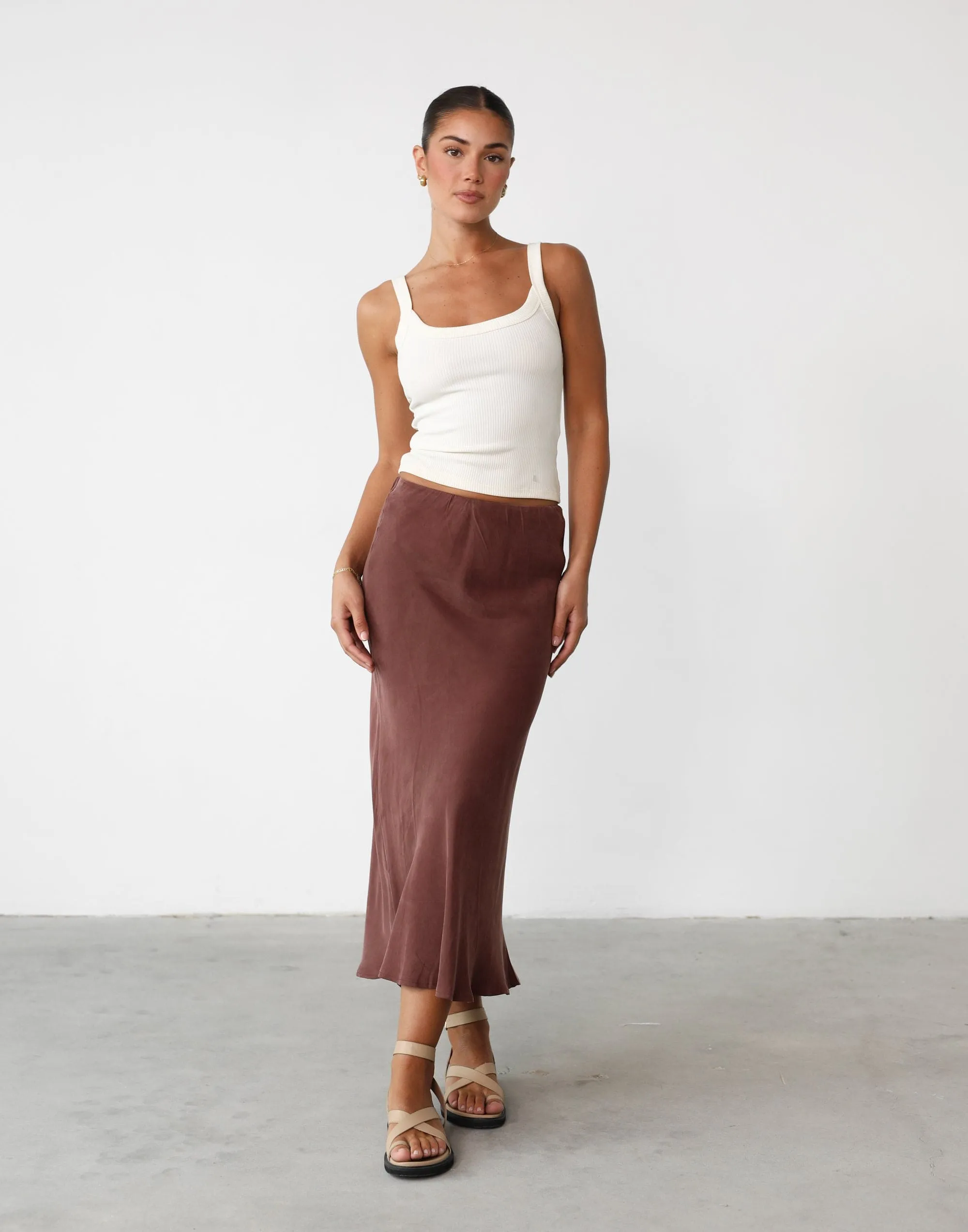 Mimi Midi Skirt (Chestnut) sold by Charcoal Clothing