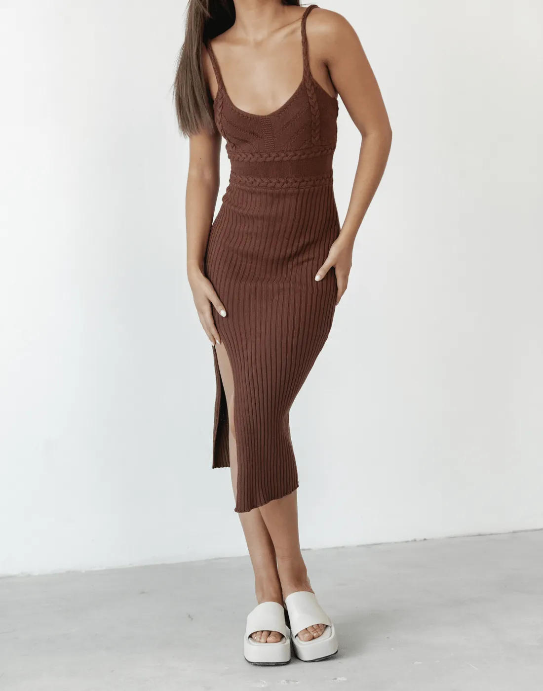 Cameron Knit Midi Dress (Brown) sold by Charcoal Clothing product image thumbnail 3