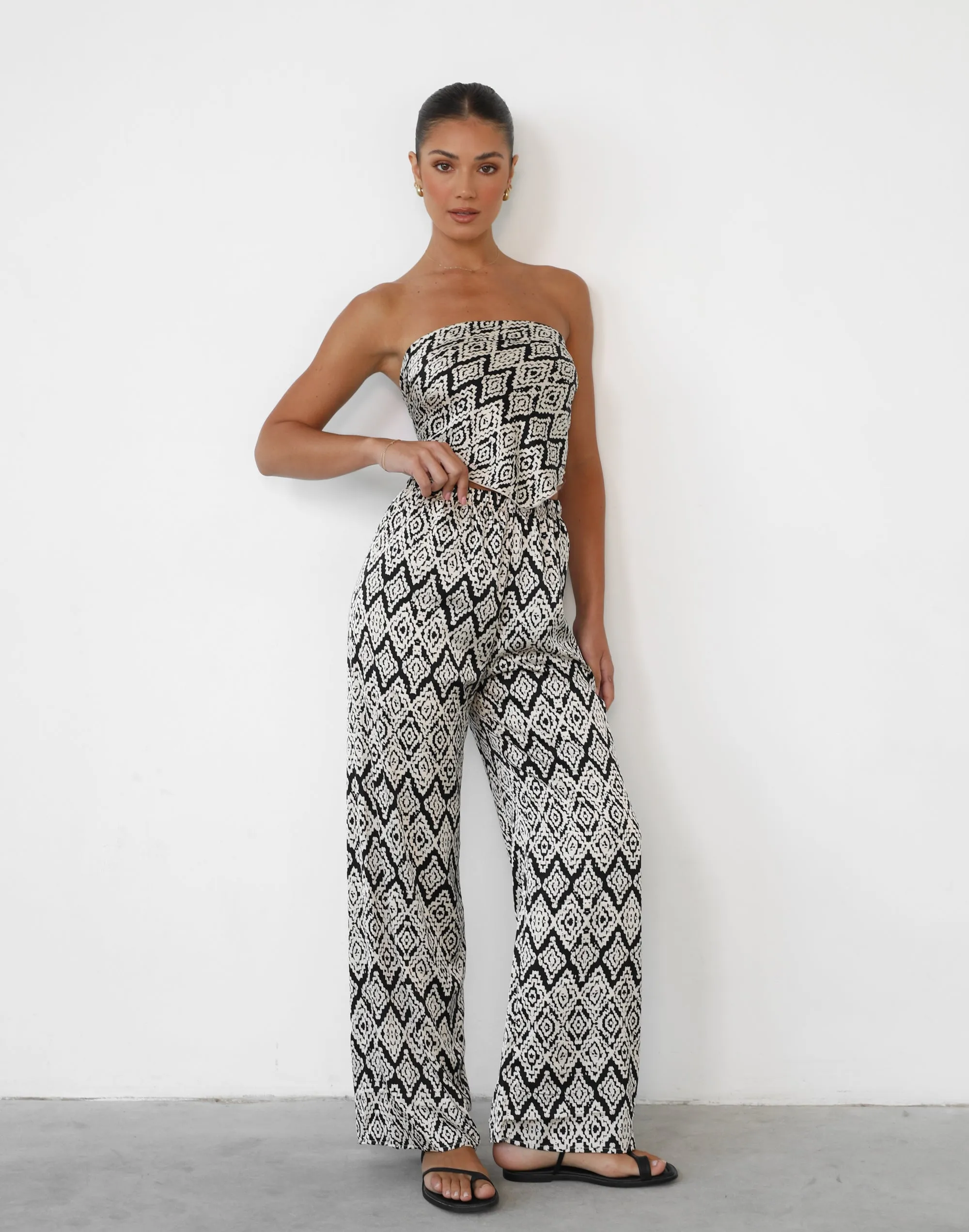 Jahmilla Pants (Beige Print) sold by Charcoal Clothing