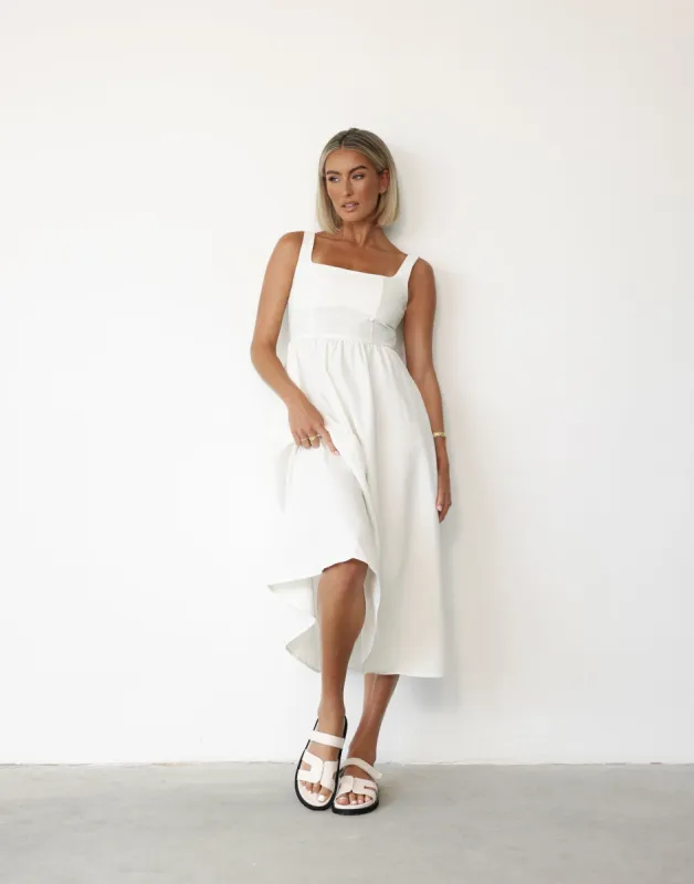Mariel Midi Dress (White) sold by Charcoal Clothing
