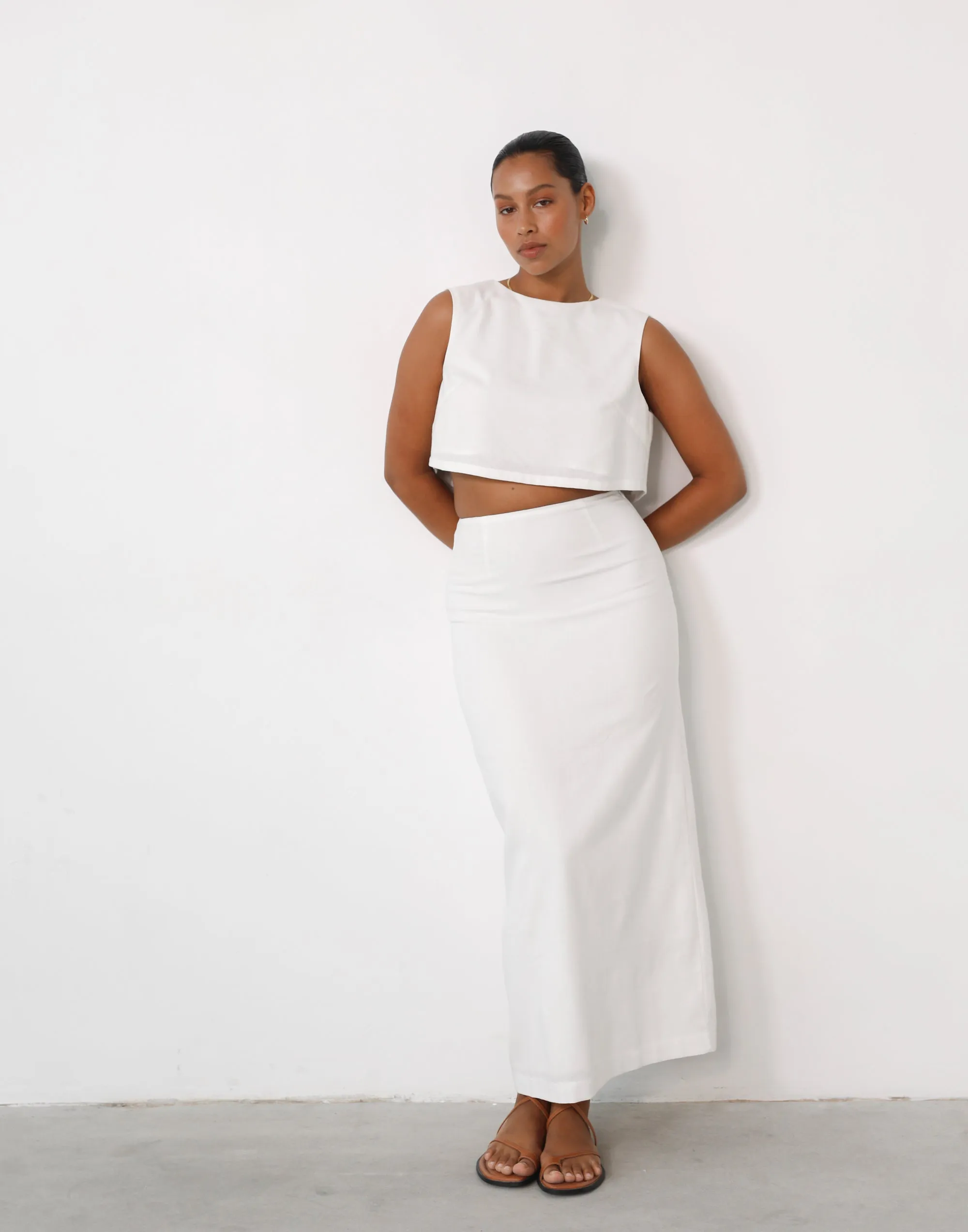 Como Linen Maxi Skirt (White) sold by Charcoal Clothing product image thumbnail 2