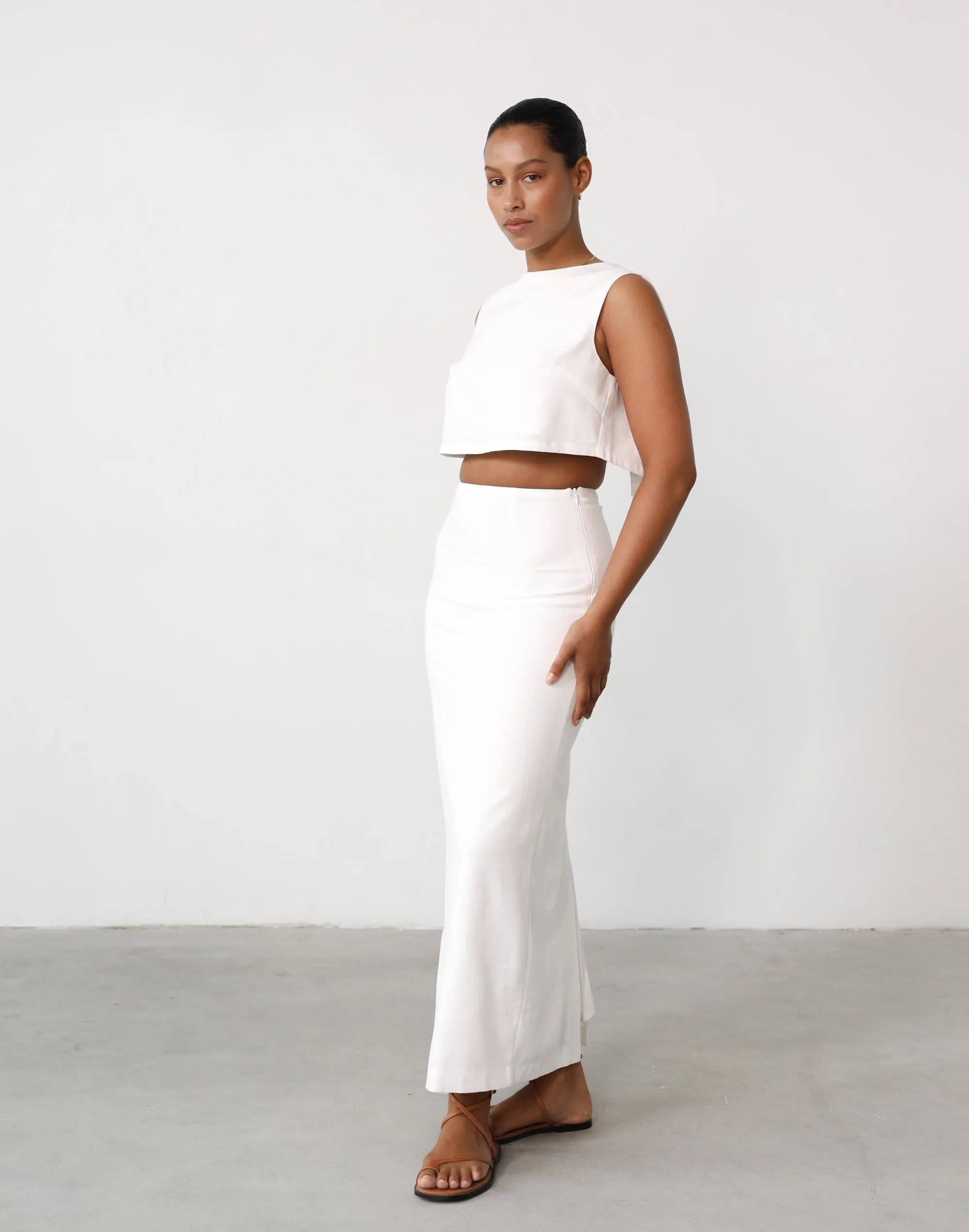 Como Linen Maxi Skirt (White) sold by Charcoal Clothing product image thumbnail 4