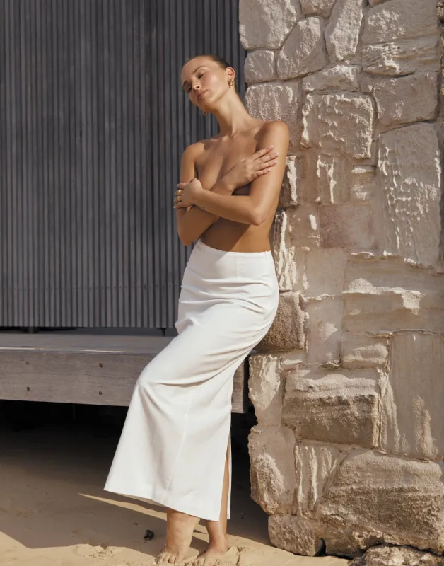 Como Linen Maxi Skirt (White) sold by Charcoal Clothing